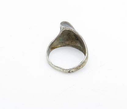 925 Sterling Silver Vintage Dark Tone Modernist Swirl Band Ring Sz 6 RG4126