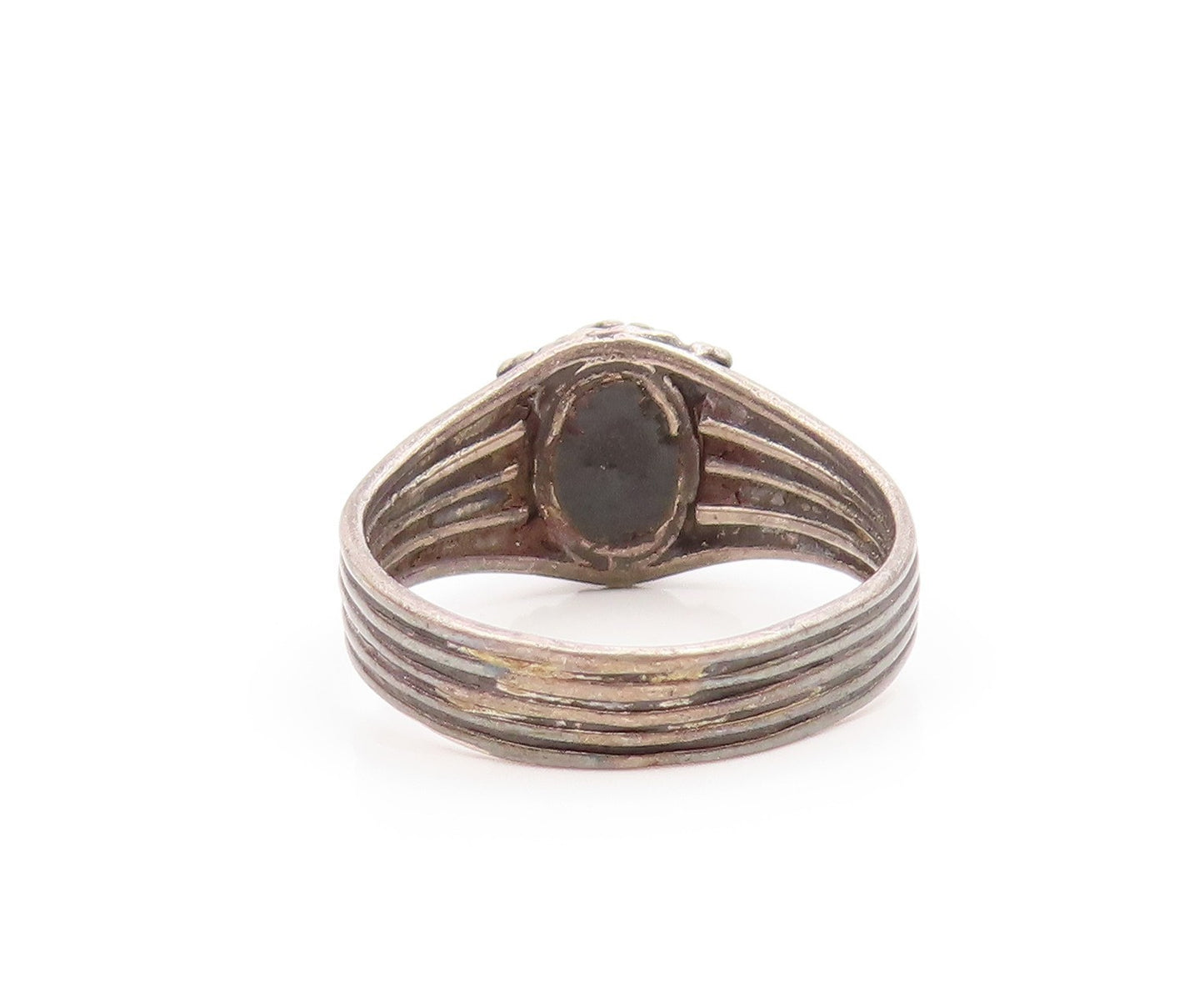 925 Sterling Silver Vintage Black Onyx Dark Tone Band Ring Sz 6  RG20333