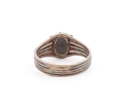 925 Sterling Silver Vintage Black Onyx Dark Tone Band Ring Sz 6  RG20333