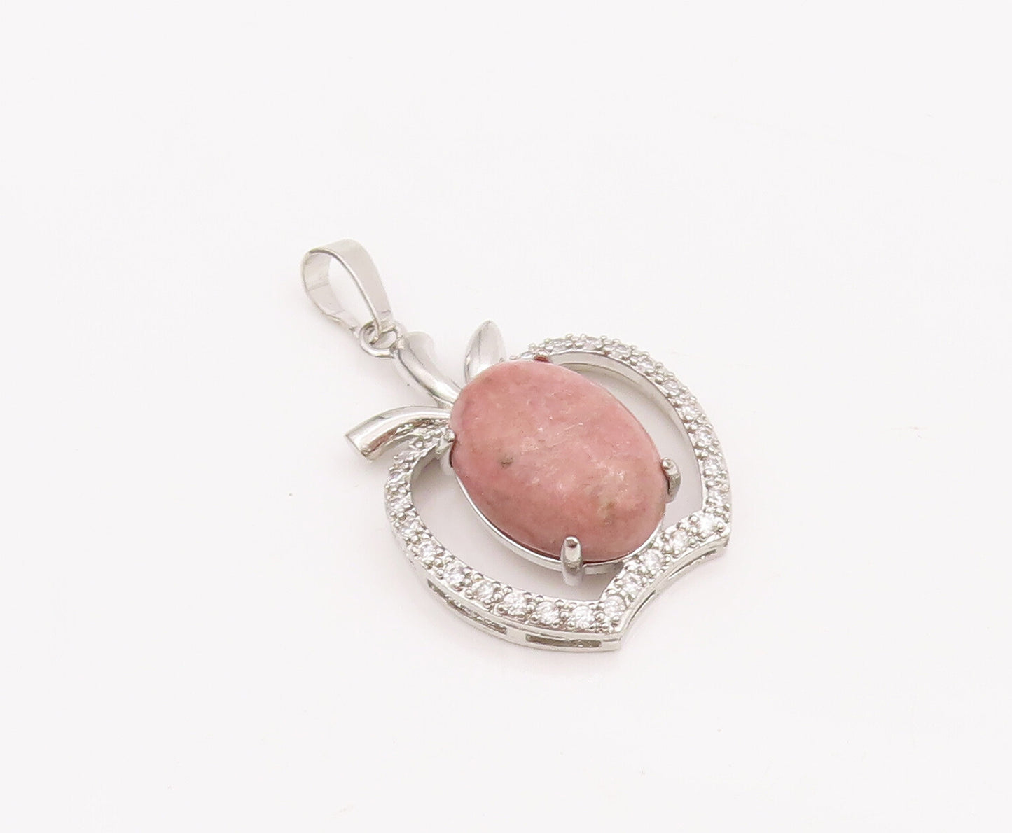925 Sterling Silver Vintage Pendant Solid 2 Tone Gemstones Beaded Apple PT22842