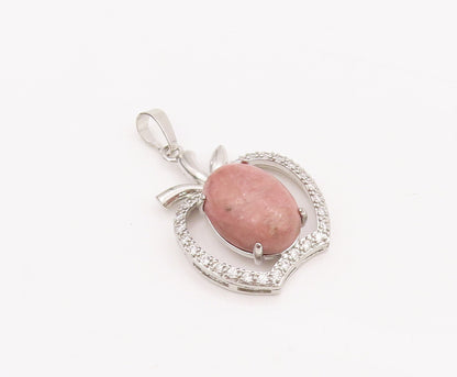 925 Sterling Silver Vintage Pendant Solid 2 Tone Gemstones Beaded Apple PT22842