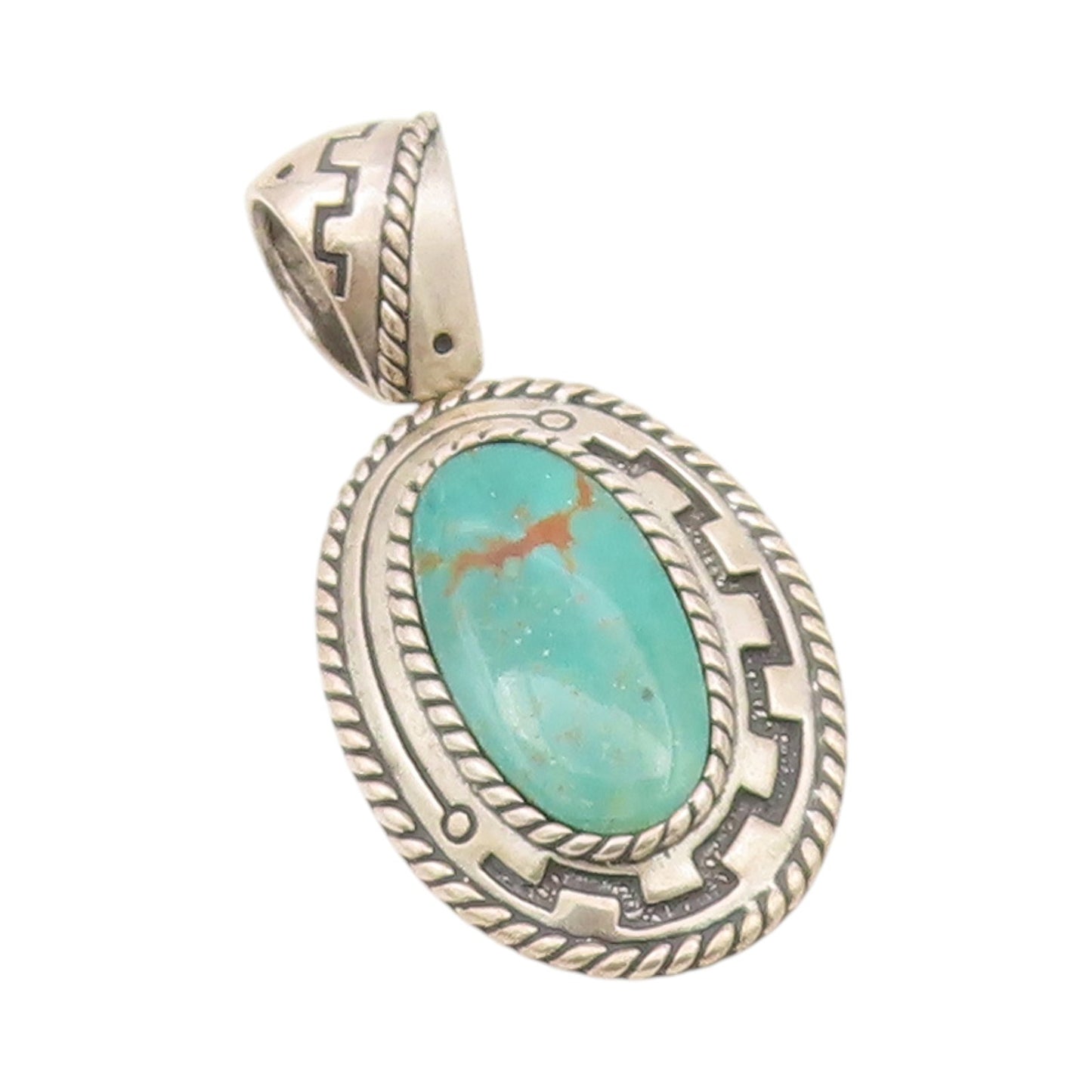 925 Sterling Silver Vintage Pendant CAROLYN POLLACK Antique Turquoise  PT24243