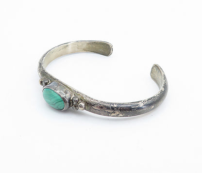 A. THOM NAVAJO 925 Sterling Silver Vintage Cabochon Cut Malachite Cuff BT3201
