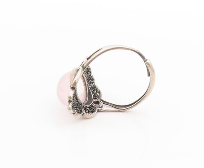 925 Sterling Silver Vintage Ring EUROPE Cabochon Gemstone Carved  Sz 12  RG32879