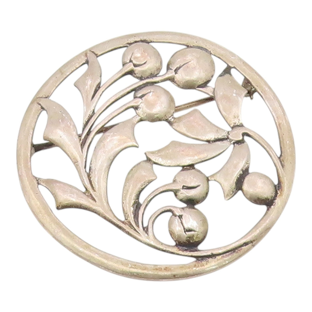 925 Sterling Silver  Vintage Blooming Floral Leaf Vine Brooch Pin  BP3227