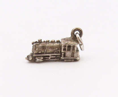 925 Sterling Silver  Vintage Petite Shiny Steam Train Pendant  PT18171