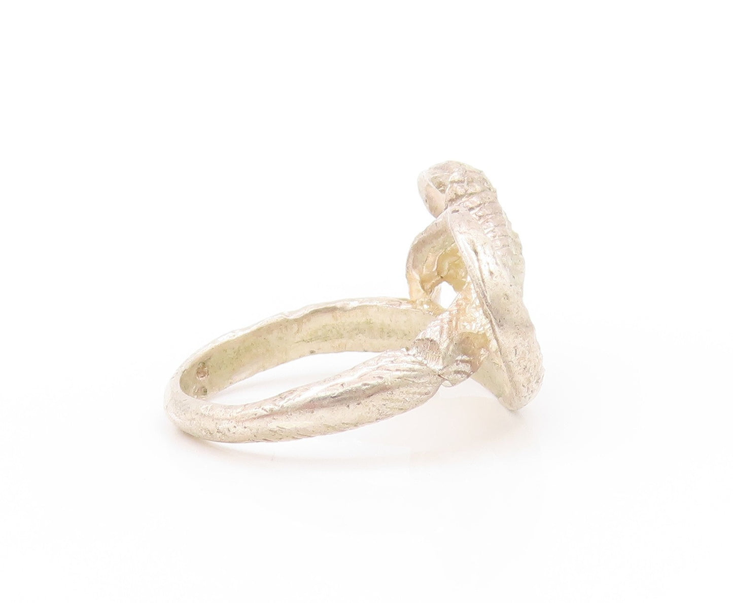 925 Sterling Silver Vintage Ring Modernist Etched Snake Design  Sz 7  RG33007