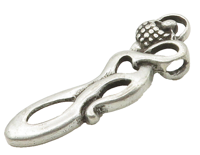 925 Sterling Silver  Vintage Modernist Smooth Swirl Design Pendant  PT12878