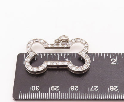 925 Sterling Silver Vintage Pendant Minimalist Bone Topaz Beaded Cutout  PT22846