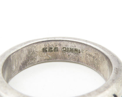 MEXICO 925 Sterling Silver  Vintage Dark Tone Etched Band Ring Sz 9  RG11497