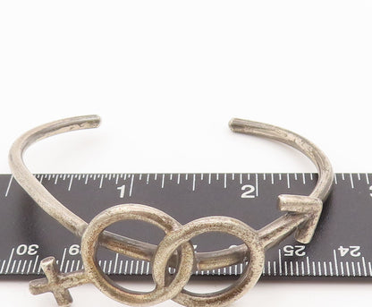 925 Sterling Silver Vintage Bracelet Cutout Girl & Boy Gender Symbol  BT10279