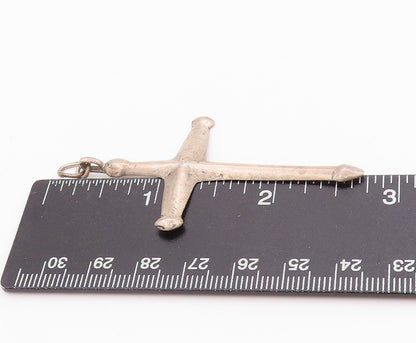 925 Sterling Silver Vintage Pendant Minimalist Antique Religious Cross  PT24489