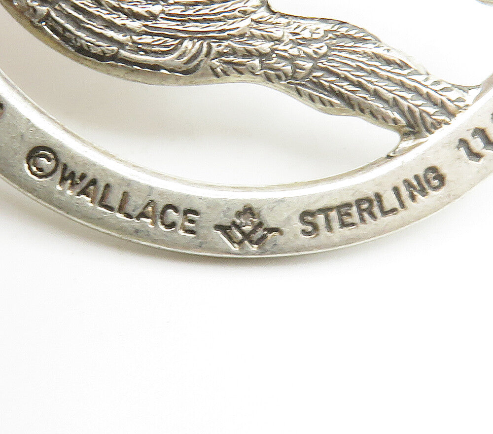 WALLACE 925 Sterling Silver  Vintage Peace On Earth Doves Pendant  PT11889