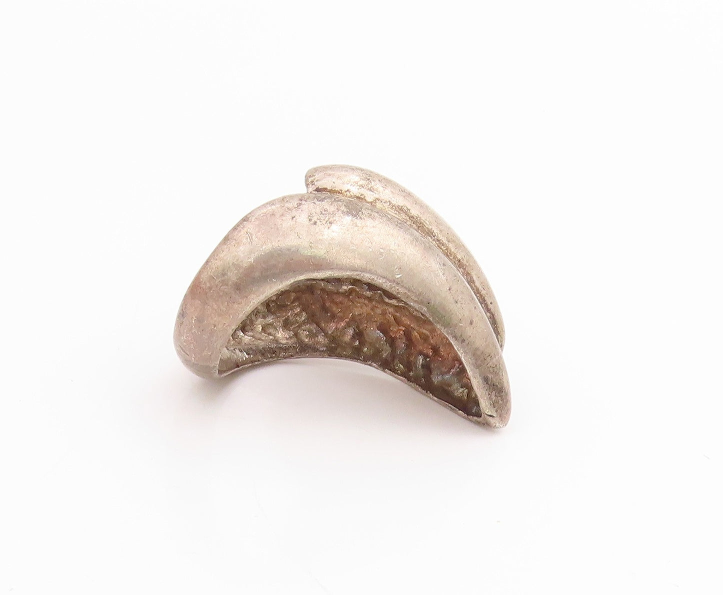 925 Sterling Silver Vintage Ring Ribbed Puffy Fluted Heart Band  Sz 5.5  RG33774