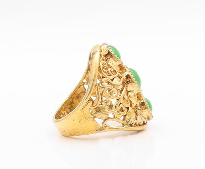 925 Sterling Silver Vintage Ring Gold Plated Floral Cut Gemstones  Sz 7  RG32460