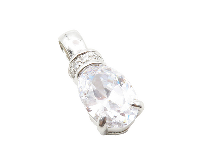 925 Sterling Silver  Sparkling Faceted Cubic Zirconia Drop Pendant  PT9991