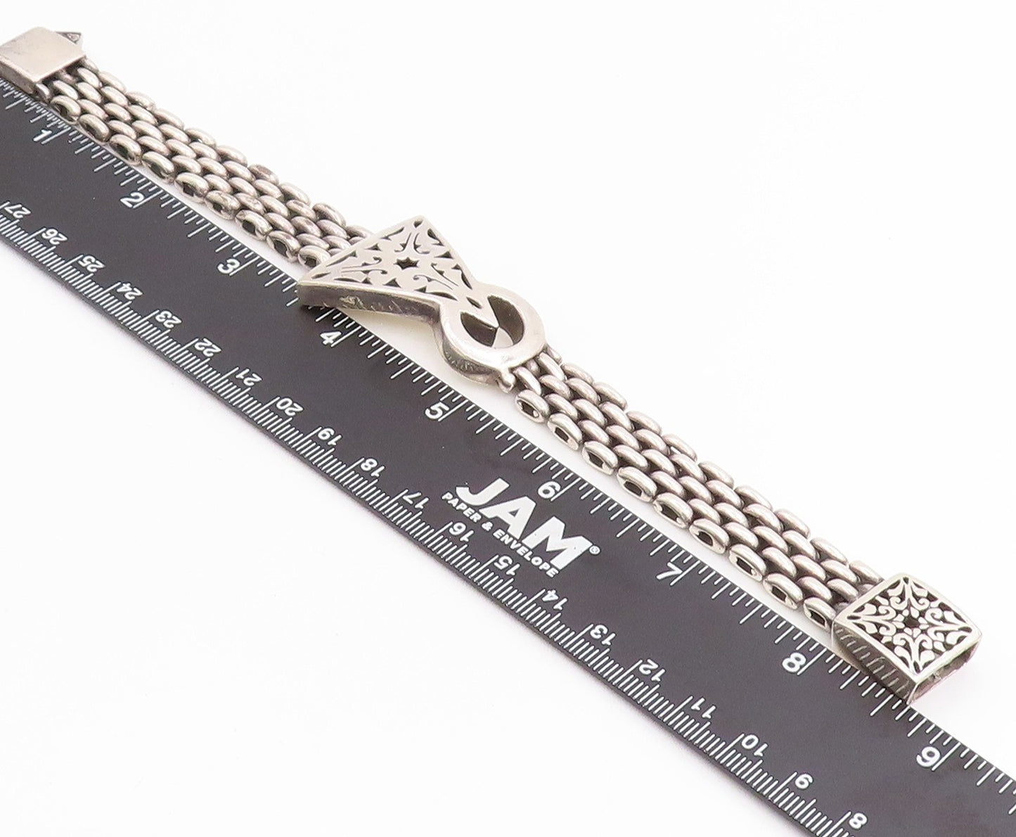 925 Sterling Silver Vintage Bracelet Intricate Geometric Woven Chain  BT11832
