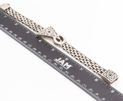925 Sterling Silver Vintage Bracelet Intricate Geometric Woven Chain  BT11832