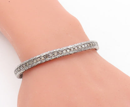 925 Sterling Silver Vintage Bracelet 1CT Champagne Diamonds Brutalist   BT10969
