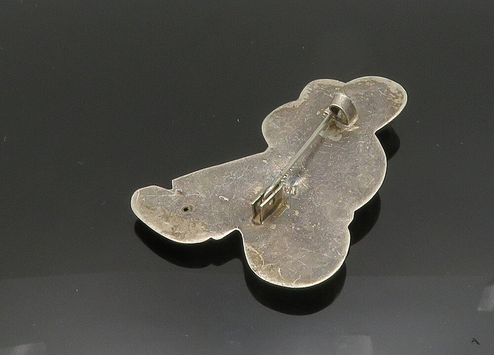 MEXICO 925 Sterling Silver  Vintage Antique Sitting Man Brooch Pin  BP7892