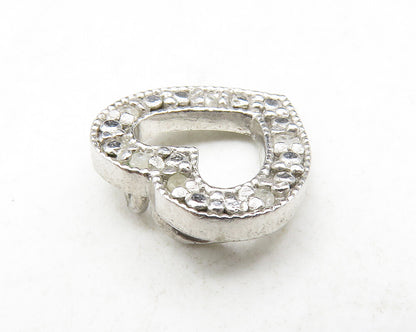 925 Sterling Silver  Genuine Diamonds Petite Open Love Heart Pendant  PT10273
