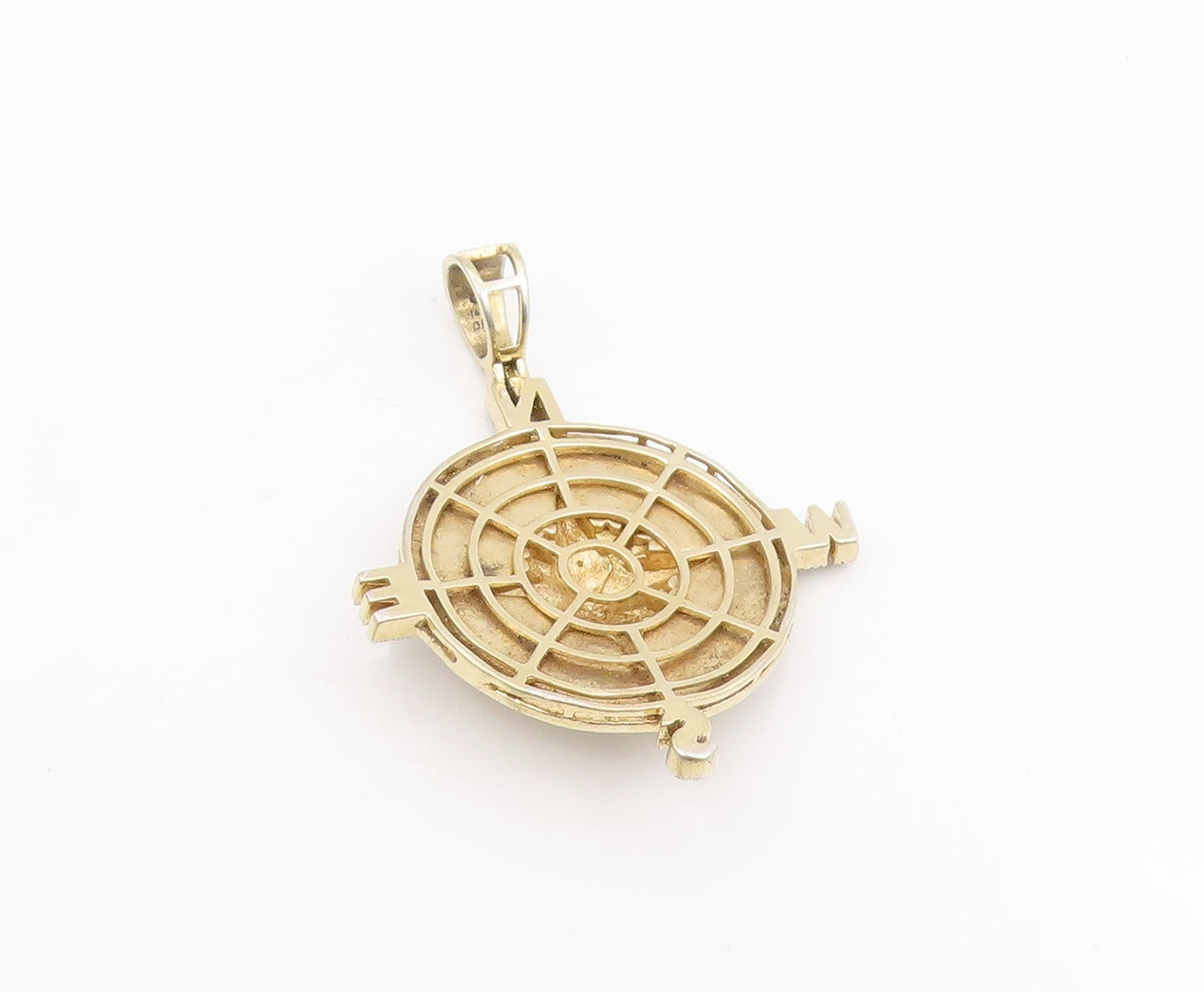 925 Sterling Silver Vintage Pendant Two Tone Nautical Compass Medallion  PT25690