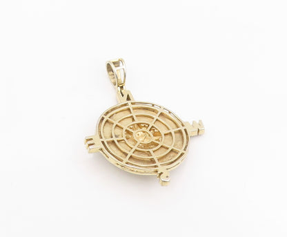925 Sterling Silver Vintage Pendant Two Tone Nautical Compass Medallion  PT25690