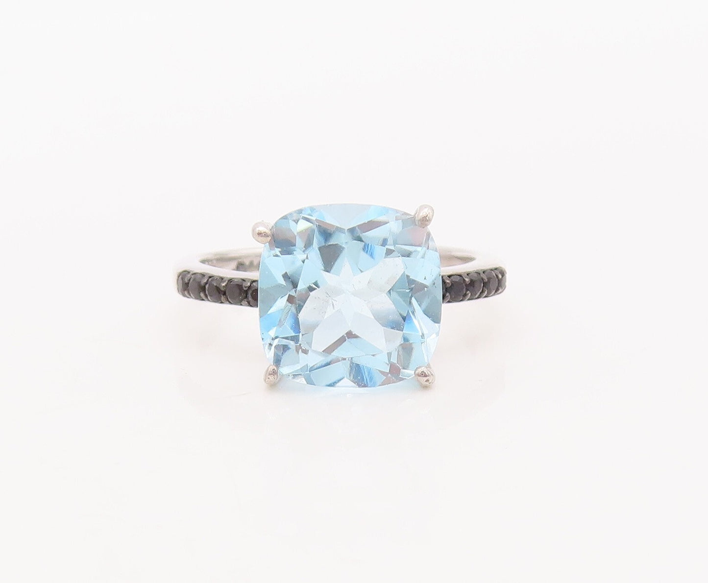 925 Sterling Silver Vintage Ring Square Cut Blue Topaz & Spinel  Sz 7 RG29890