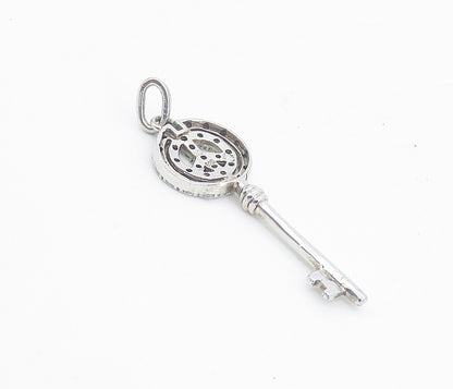 925 Sterling Silver  Shiny Petite Topaz Open Peace Sign Key Pendant  PT6212