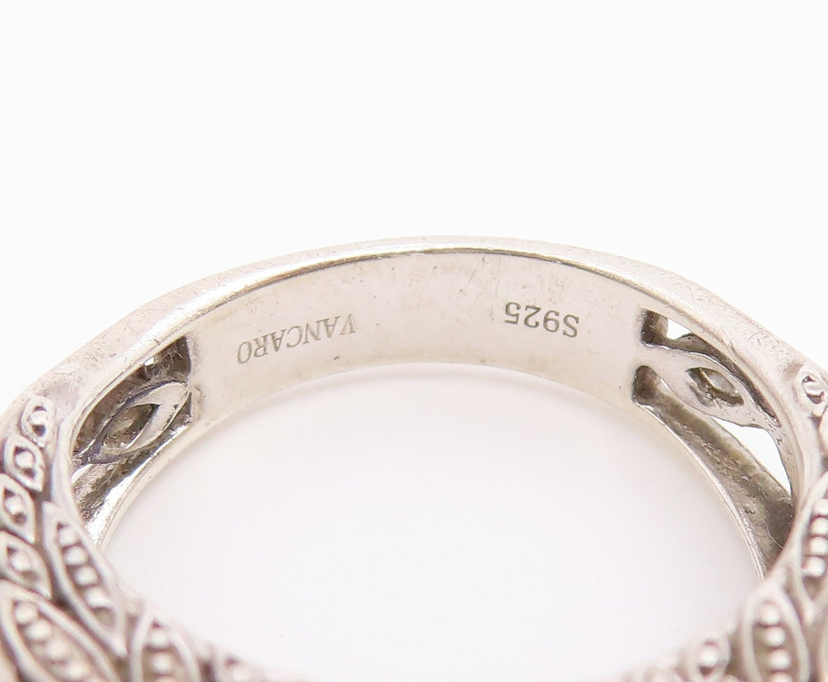 925 Sterling Silver Vintage Ring VANCARO CZ Love Heart Openwork  Sz 7  RG36672