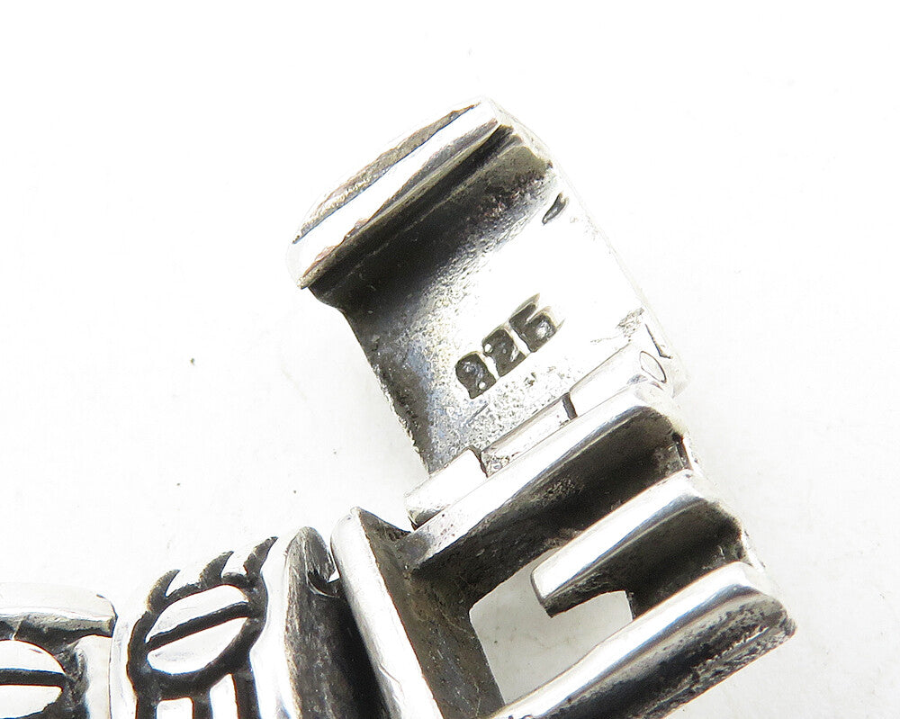 925 Sterling Silver  Vintage Shiny Screws Hinge Link Chain Bracelet  BT4485