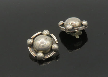MEXICO 925 Sterling Silver  Vintage Shiny Dome Non Pierce Earrings  EG10398