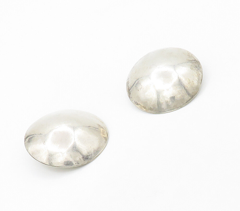 925 Sterling Silver  Vintage Round Hollow Dome Non Pierce Earrings  EG8619