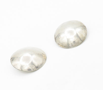 925 Sterling Silver  Vintage Round Hollow Dome Non Pierce Earrings  EG8619