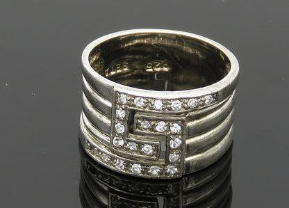 SETA 925 Sterling Silver  Vintage Topaz Shiny Ribbed Band Ring Sz 9  RG20074