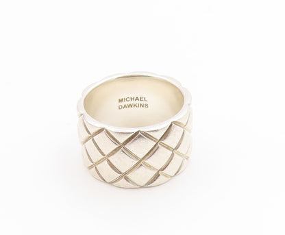 925 Sterling Silver Vintage Ring MICHAEL DAWKINS Quilted Band  Sz 6.5  RG34108