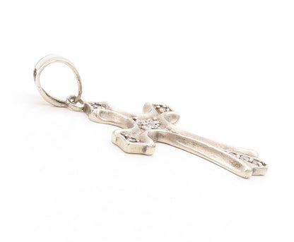 925 Sterling Silver Vintage Pendant Dark Tone CZ Inlay Religious Cross PT23853