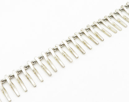 MEXICO 925 Sterling Silver  Vintage Shiny Twist Bar Chain Necklace  NE3185