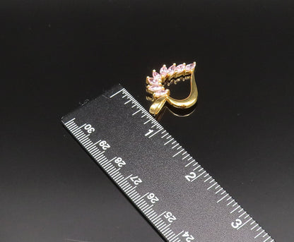 925 Silver  Vintage Gold Plated Spiked Cubic Zirconia Heart Pendant  PT20993