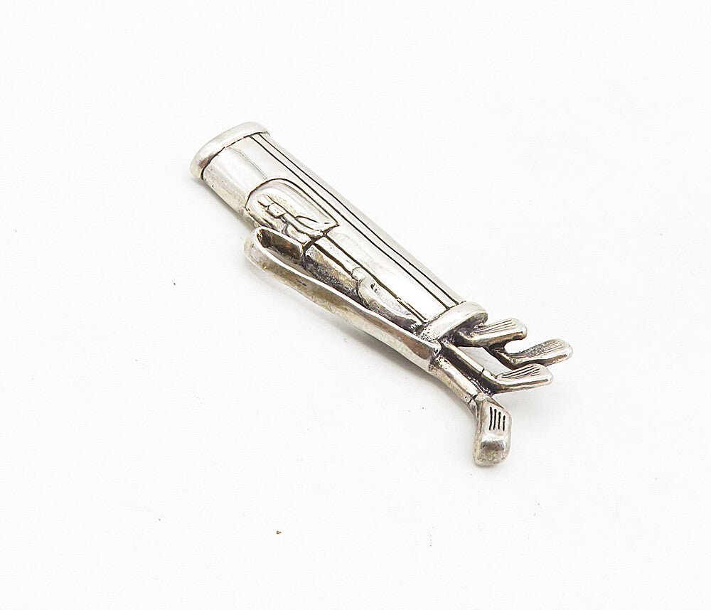H&H DEMATTEO 925 Sterling Silver  Vintage Bag Of Golf Clubs Brooch Pin  BP3306
