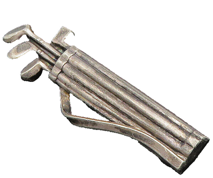 AM DENMARK 925 Silver  Vintage Antique Bag Of Golf Clubs Brooch Pin  BP8983