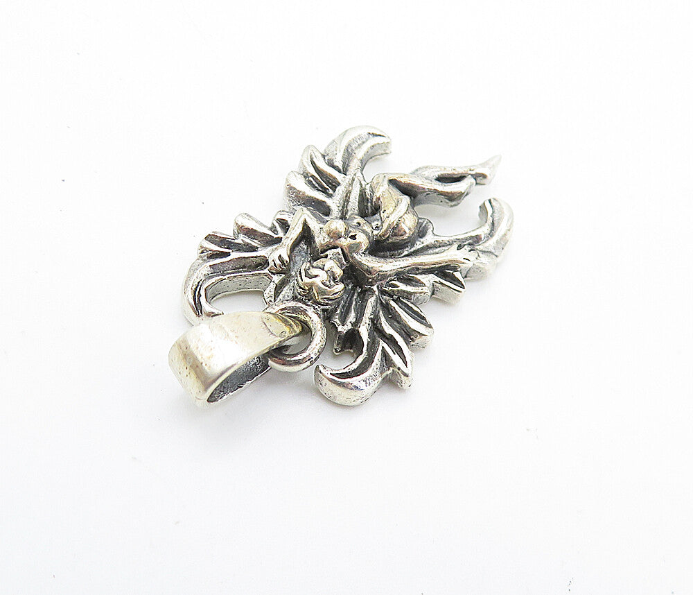 925 Sterling Silver Vintage Dark Tone Petite Flying Fairy Lady Pendant PT5435