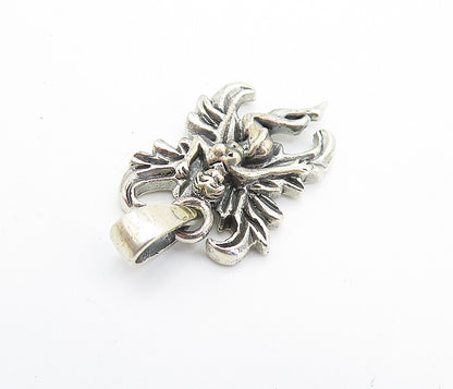 925 Sterling Silver Vintage Dark Tone Petite Flying Fairy Lady Pendant PT5435