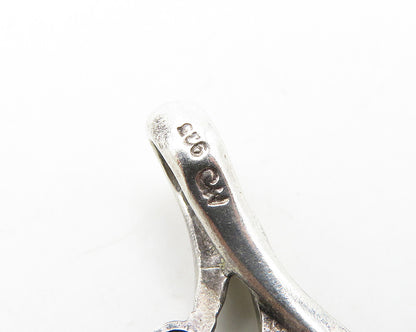925 Sterling Silver  Vintage Cubic Zirconia Floral Motif Pendant  PT14938