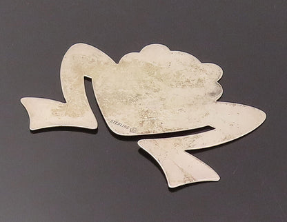 925 Sterling Silver  Vintage Jumping Frog Stencil Cut Solid Bookmark  TR3498