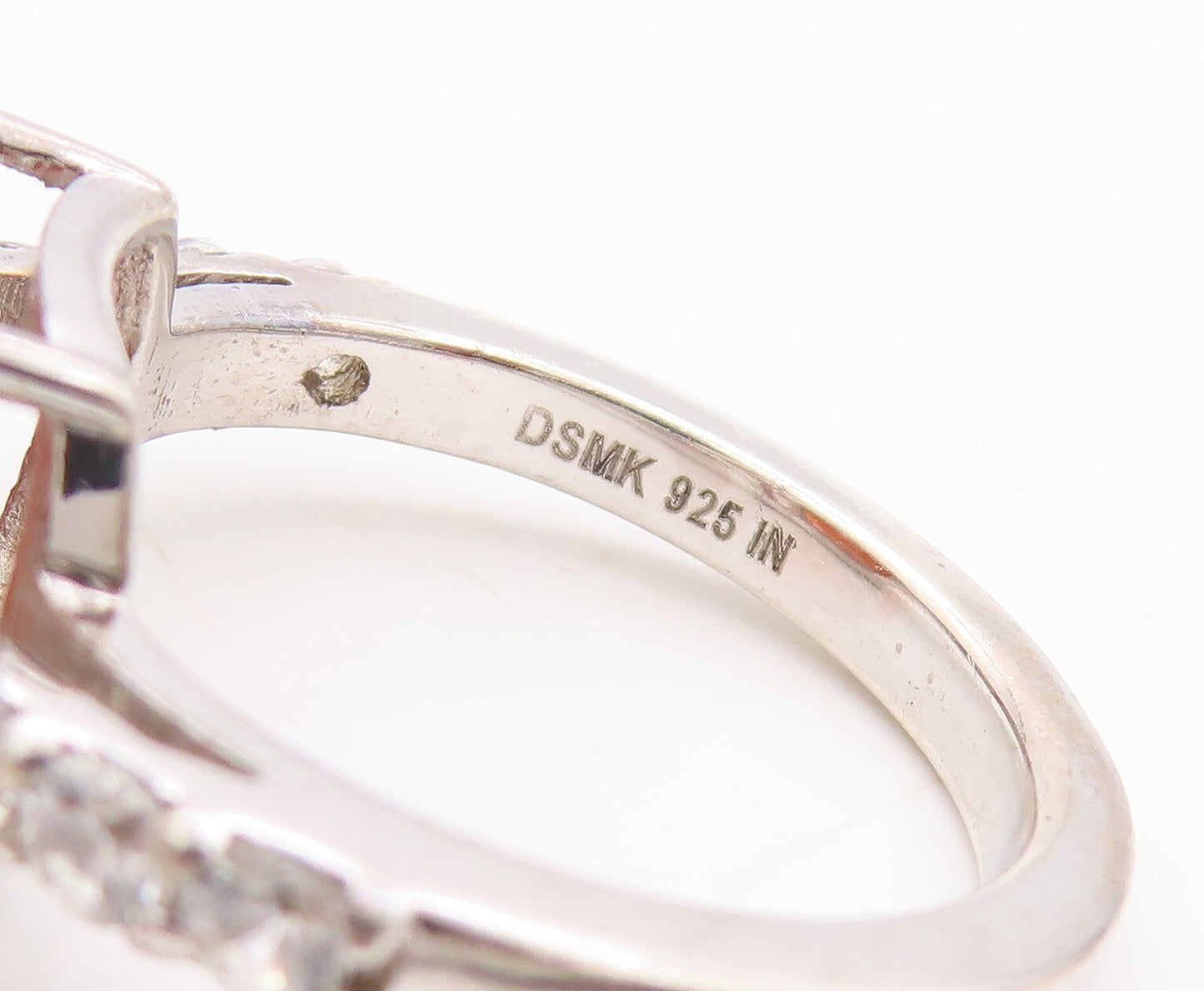 925 Sterling Silver Vintage Ring Square Cut Brown Gemstone & CZ  Sz 7  RG30898