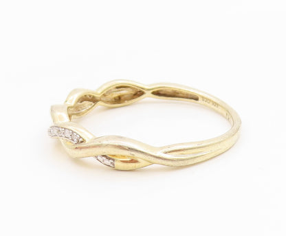 925 Sterling Silver Vintage Ring Gold Plated Real Diamonds Band  Sz 10  RG34479