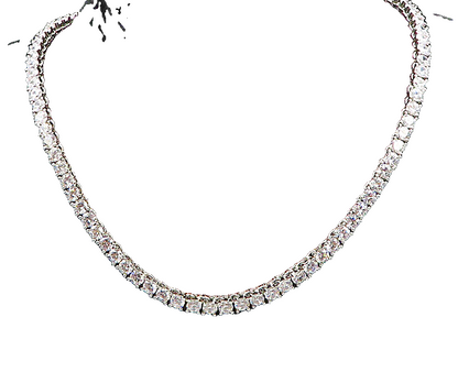 925 Sterling Silver  Vintage Sparkling Cubic Zirconia Chain Necklace  NE3230