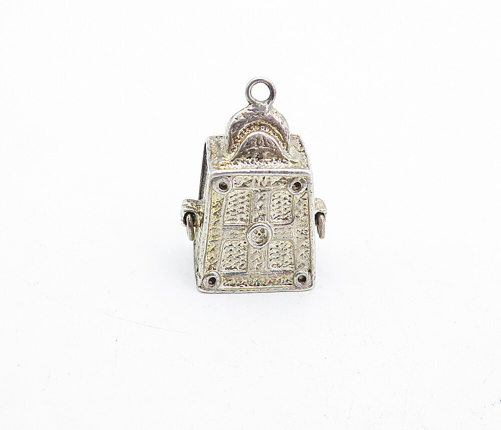 MIDDLE EAST 925 Sterling Silver  Vintage Etched Detail Box Pendant  PT3721