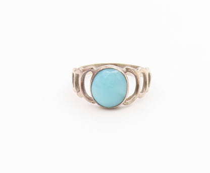 925 Sterling Silver Vintage Ring Larimar Open Wave Cutout Band  Sz 6.5  RG36810